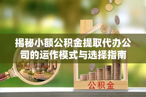 黄陂揭秘小额公积金提取代办公司的运作模式与选择指南